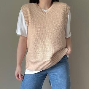 Wool 1940s-Inspired Sweater Vest in Sand